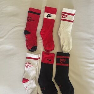 Nike Kids Crew Socks 6-Pack - Red, Black & White